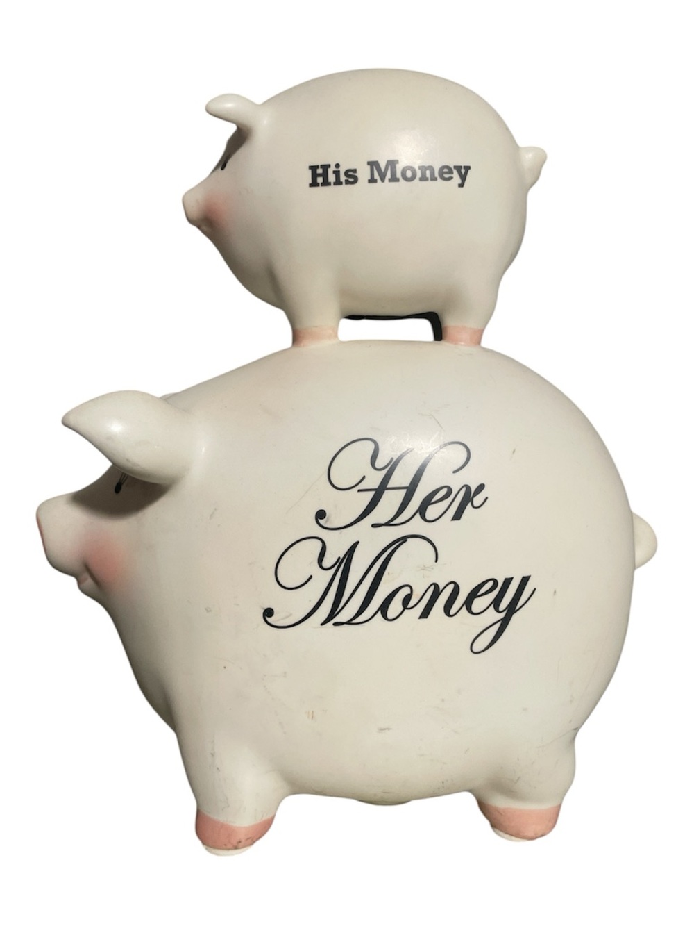 Hallmark White Piggy Bank Set "Her Money" and "His Money"